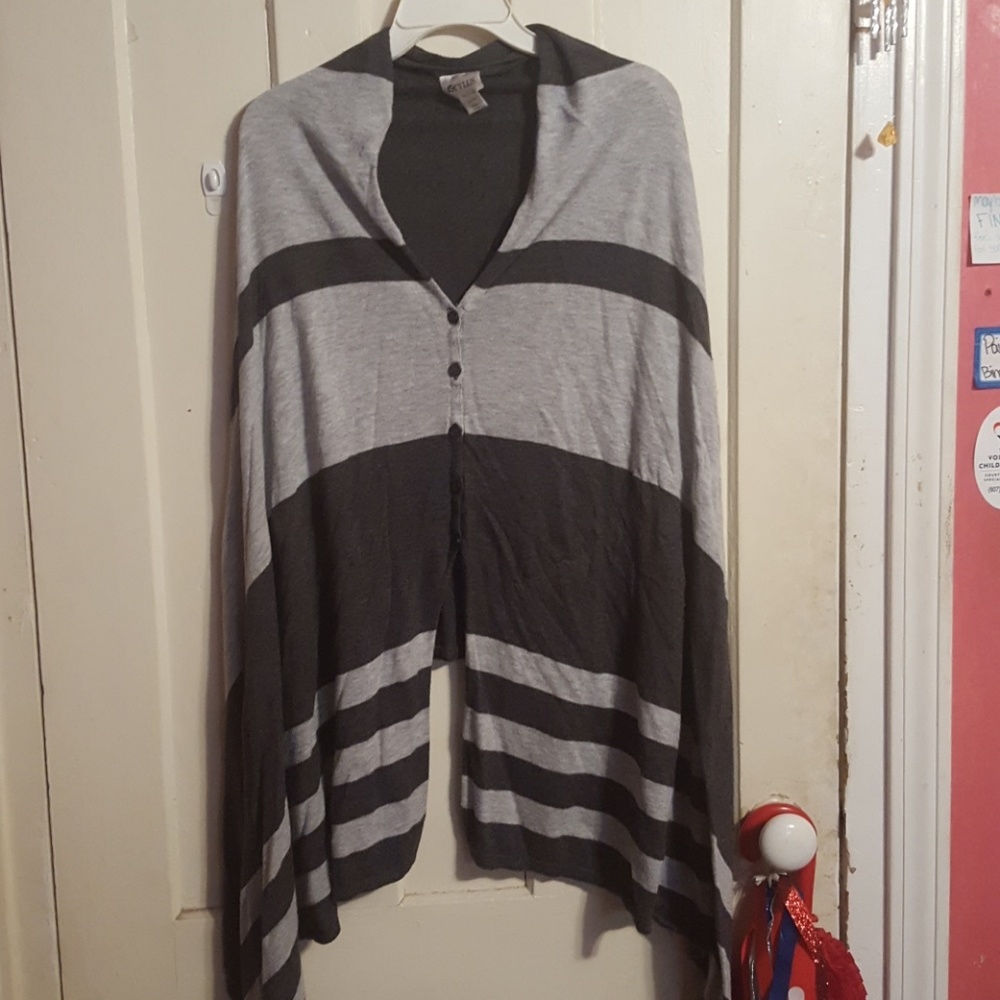 Grey striped dress poncho